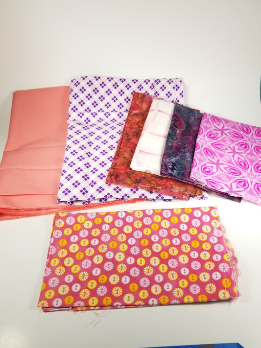 Pink purple fabric bundle