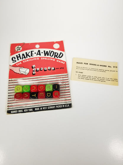 Kohner Bros Shake-A-Word Spelling Game Vtg Collectible Dice Game Skill complete #215