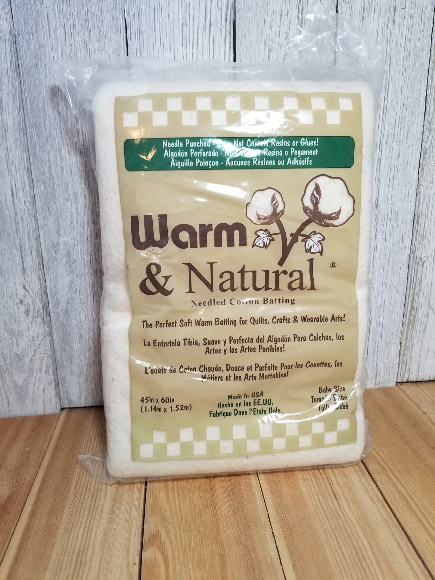 Cotton Batting Warm and Natural Wrap N Zap 45"x60" NEW (U PIC STYLE)