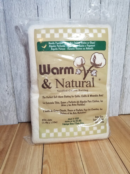 Cotton Batting Warm and Natural Wrap N Zap 45"x60" NEW (U PIC STYLE)