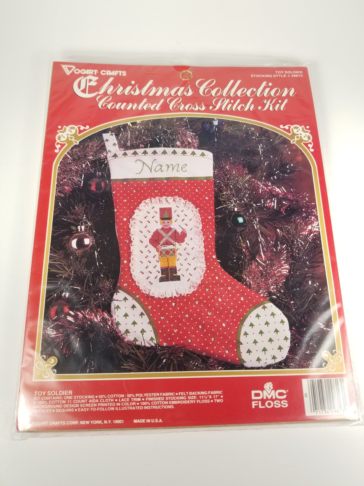 Vogart Crafts Christmas Collection Counted Cross stitch Kit toy soldier stocking 2981C