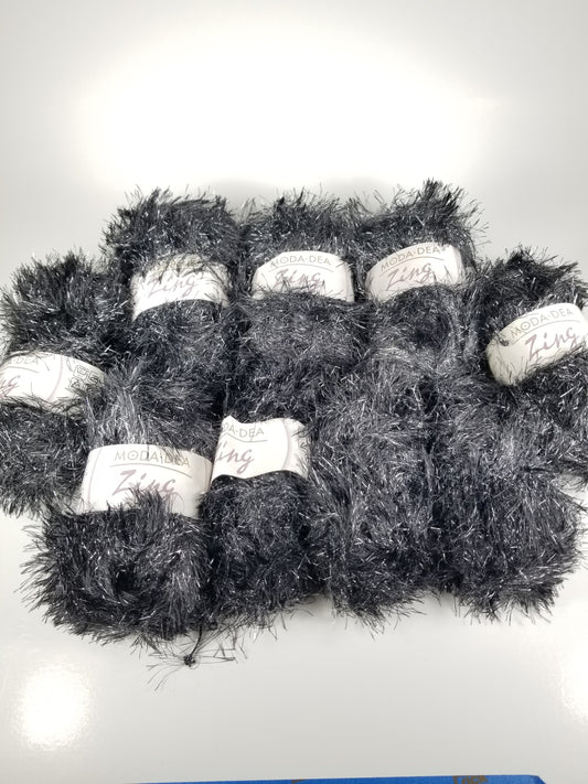 Moda Dea Zing Midnight Black Glitter Yarn 226 (9 skein bundle)