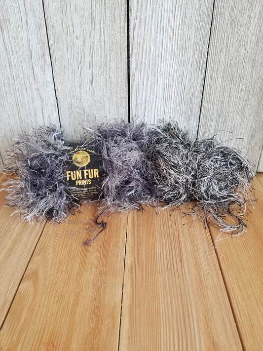 Lion Brand Fun Fur Prints Yarn Lava 2 skein bundle