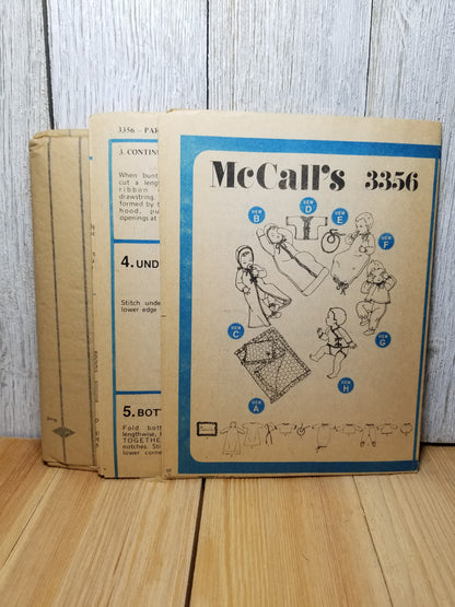 McCall's 3356 Vintage Sewing Pattern Complete Layette for Baby Uncut FF