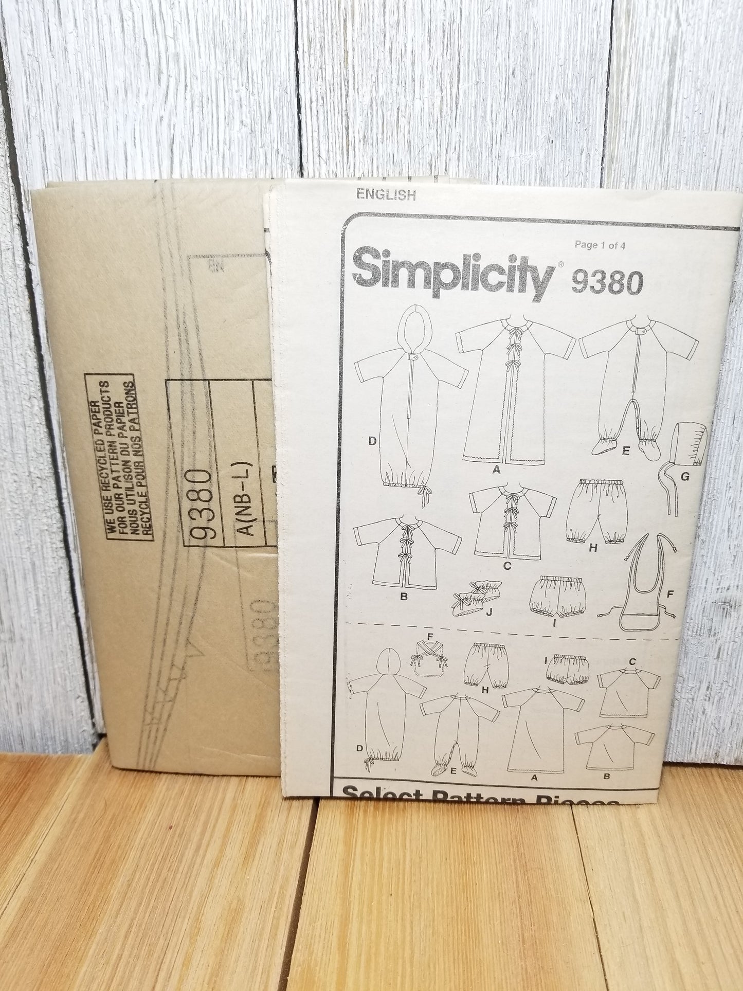 Simplicity 9380 Baby Clothes Pattern Infant Layette Baby Sizes newborn, small, medium, large sewing pattern Uncut FF