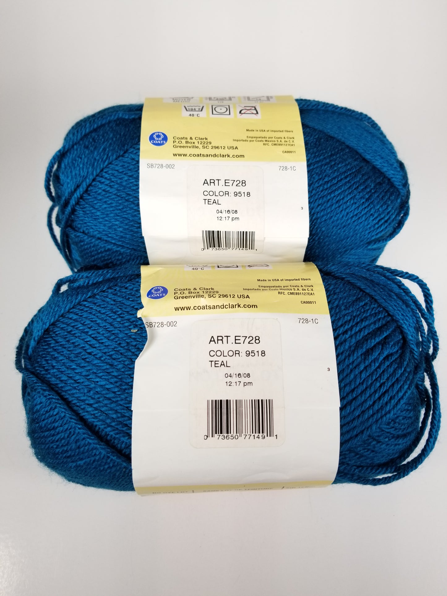 Red Heart Soft Yarn color 9518 Teal 2 skein bundle