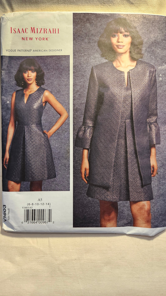 VOGUE #V1603 Isaac Mizrahi misses dress & jacket sizes 6-14 uncut ff sewing pattern