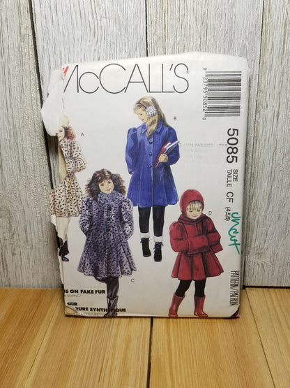 McCall's 5085 Girls Coats scarf and muffs Pattern 4-6 Uncut FF