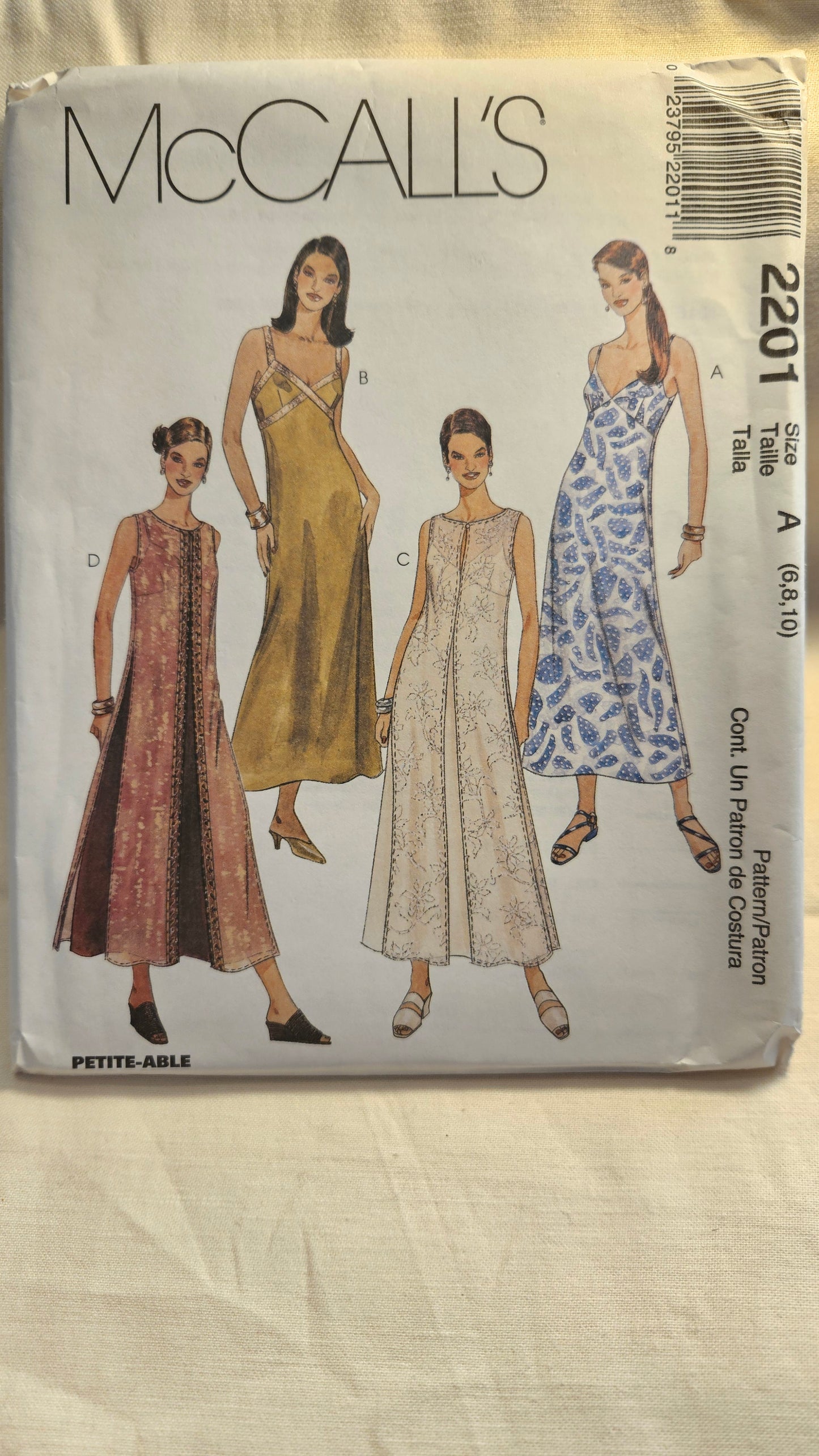 McCall's #2201 misses dress size A 6-10 uncut ff sewing pattern petit-able