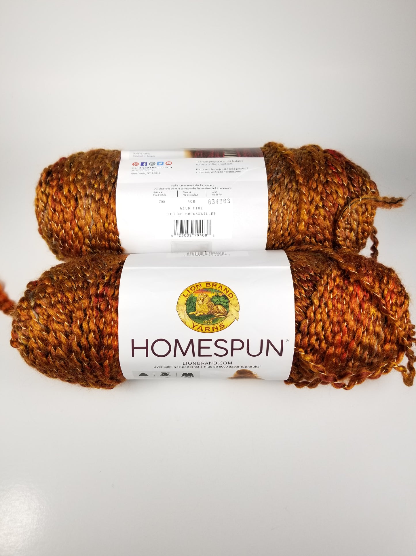 Lion Brand Homespun Wild Fire 408 Two Skein Yarn Bundle