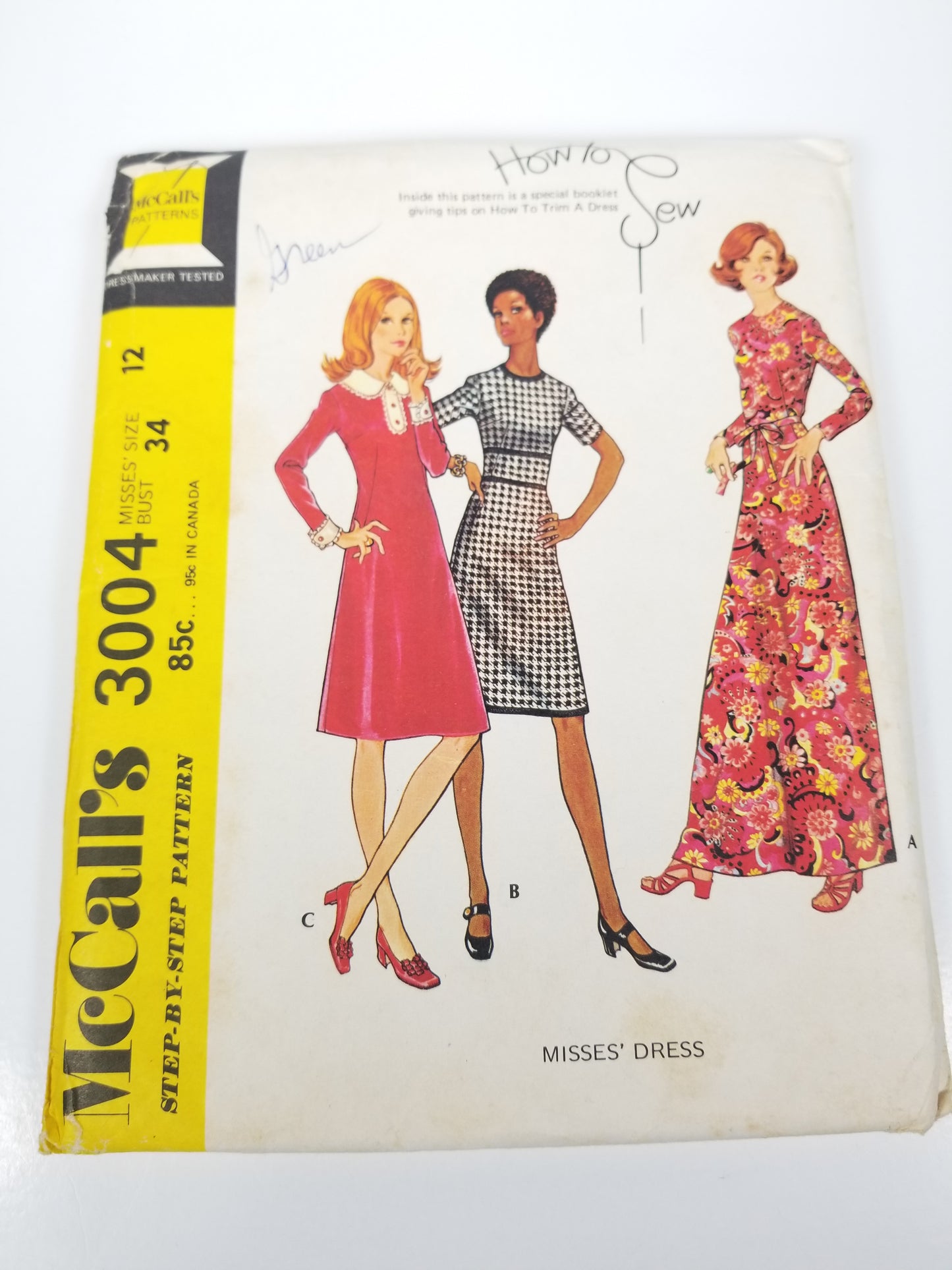 Vintage Sewing Pattern: McCall Pattern 3004 - A-line dress with darts, Size 12 uncut ff sewing pattern