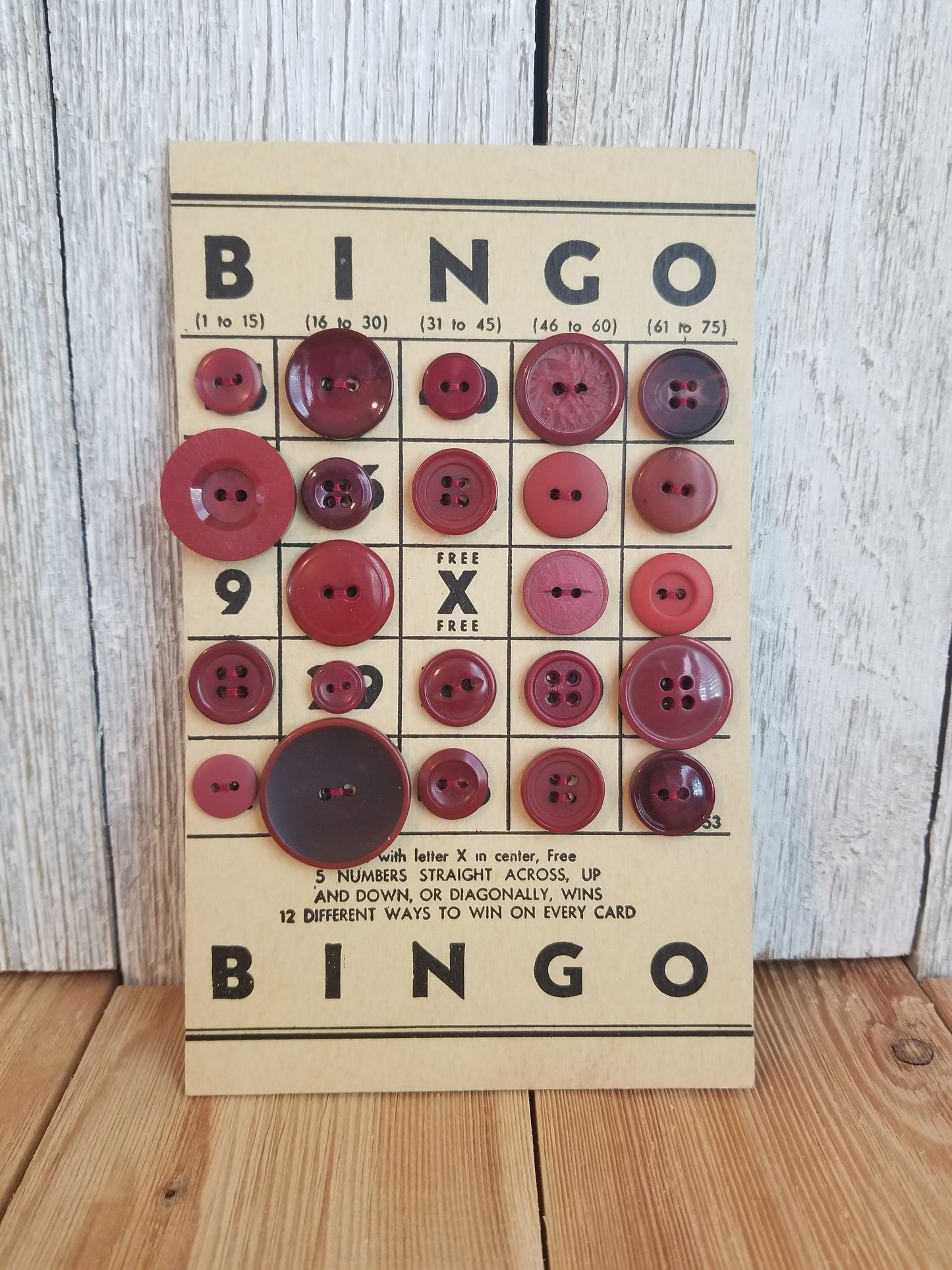 Vintage Button Lot on Bingo Card U PICK Antique quirky cute