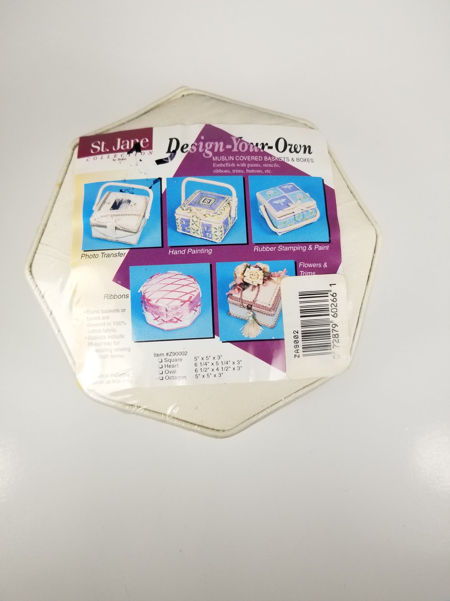 Design your own muslin covered box octagon 5"x5"x3" box only NEW