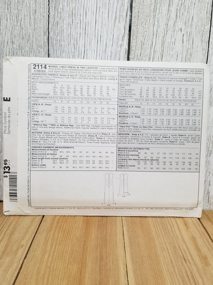 McCall's 2114 Misses Lined Dress Size 6-10 Uncut FF Sewing Pattern Petit-able