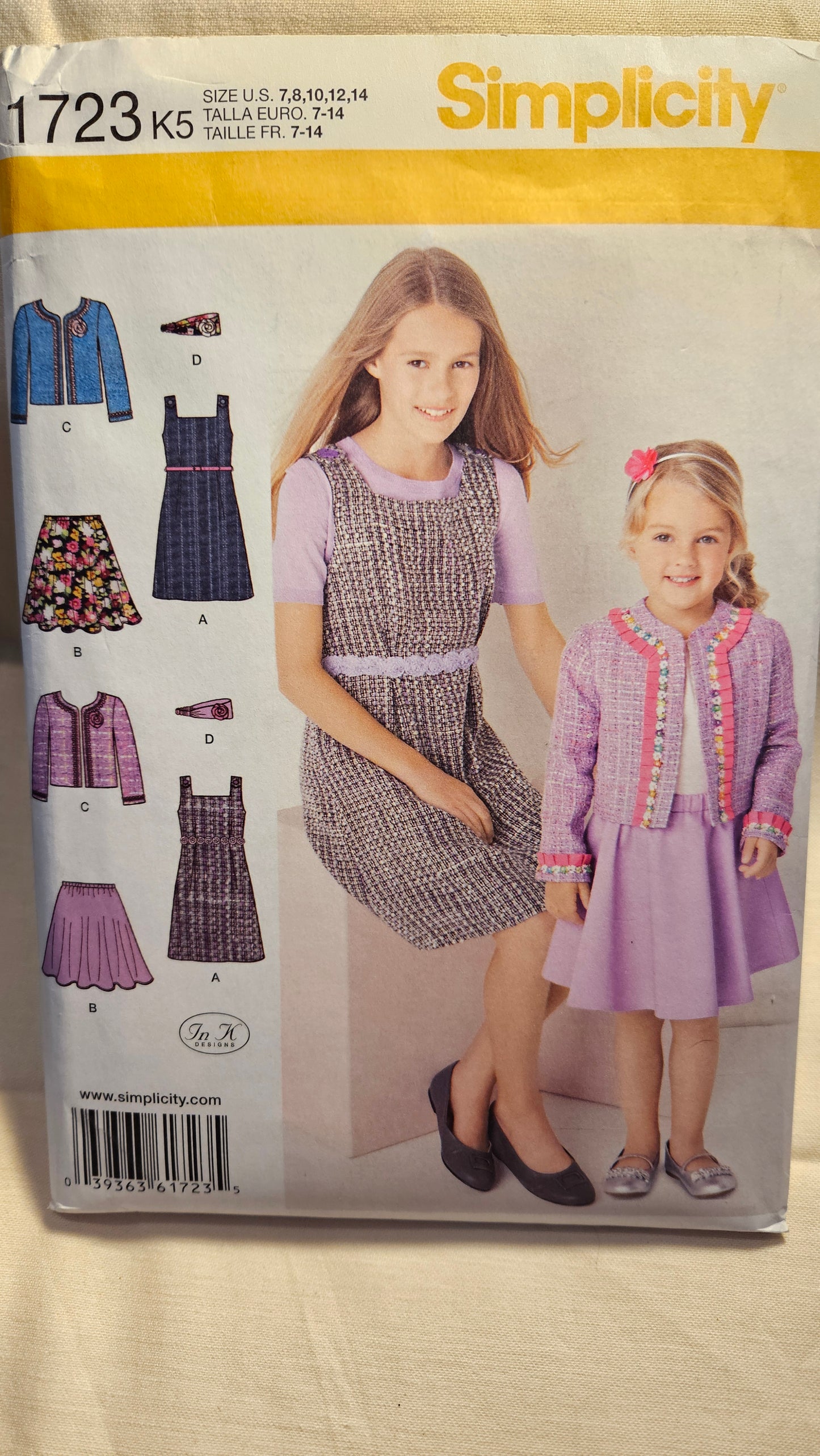 Simplicity #1723 girls sizes K5 7-14 uncut ff sewing pattern