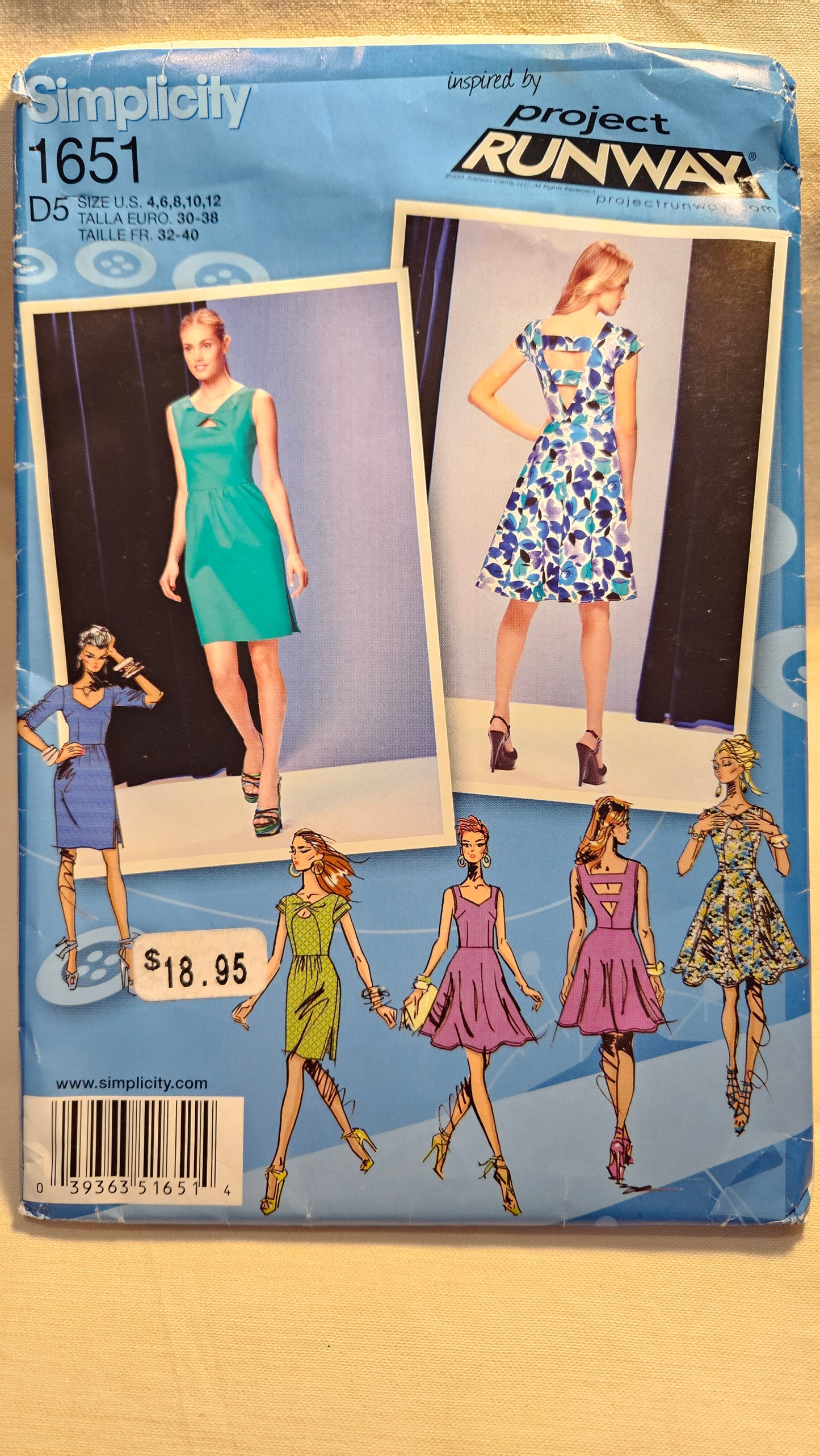 Simplicity #1651 D5 Project Runway misses dress sizes 4-12 uncut ff sewing pattern