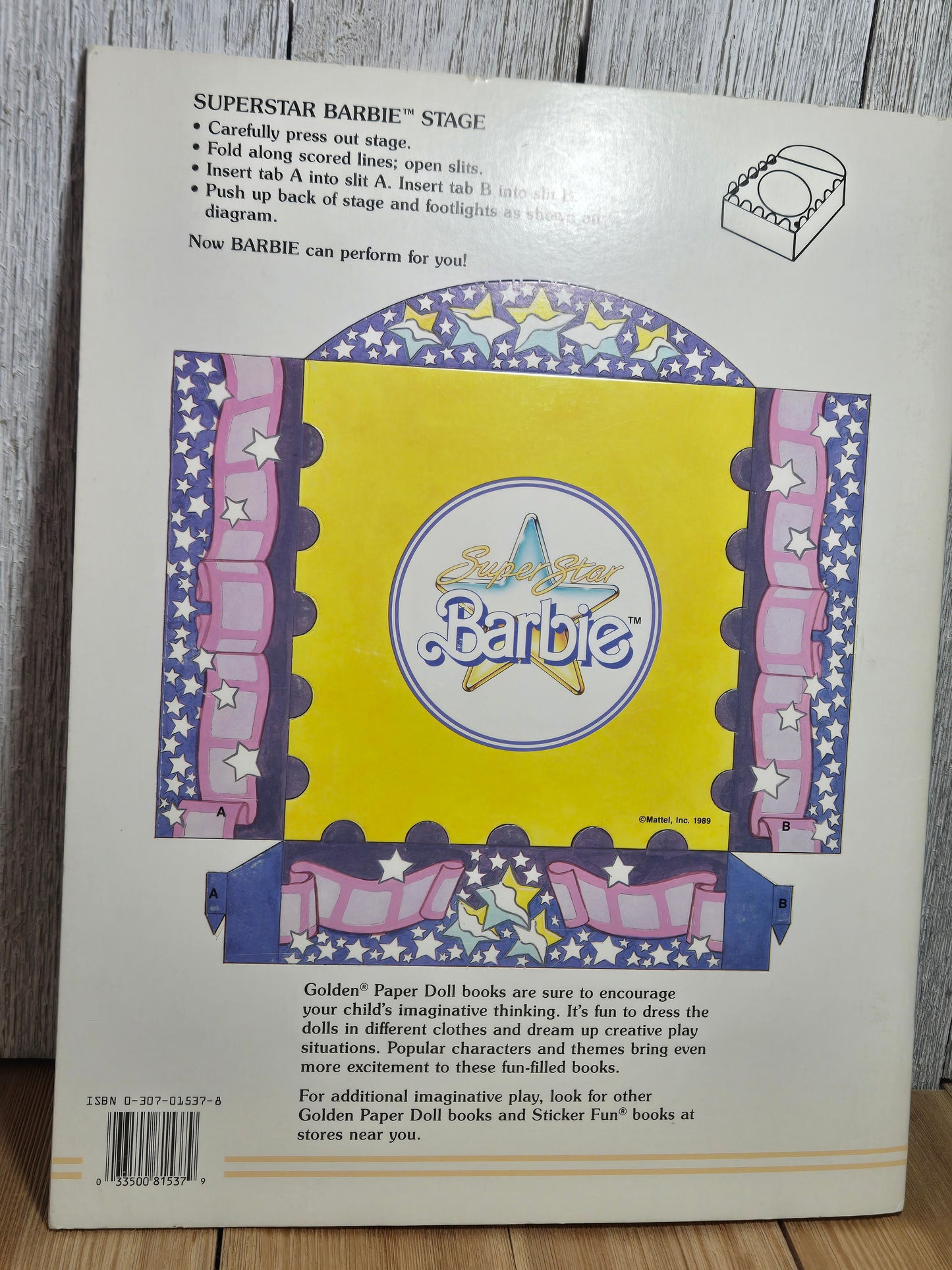 Super Star Barbie Paper Doll Book MISPRINT UNCUT By a Golden Book Comes with TWO dolls
