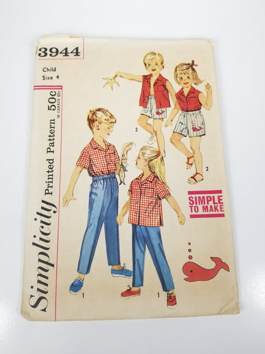 Simplicity 3944 Vintage Sewing pattern for children 1950s Size 4 Uncut FF