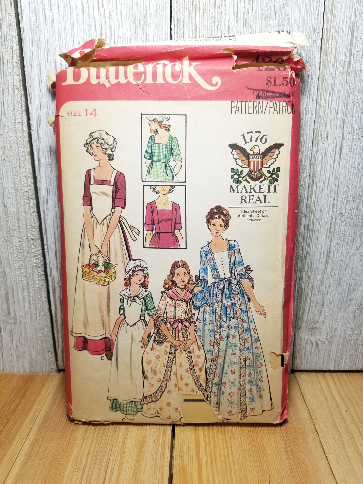 Butterick 4261 Bicentennial Costume 1776-1976 Vintage 70s Dolly Madison Costume Original Sewing Pattern GIRLS' SIZE 14 Uncut FF