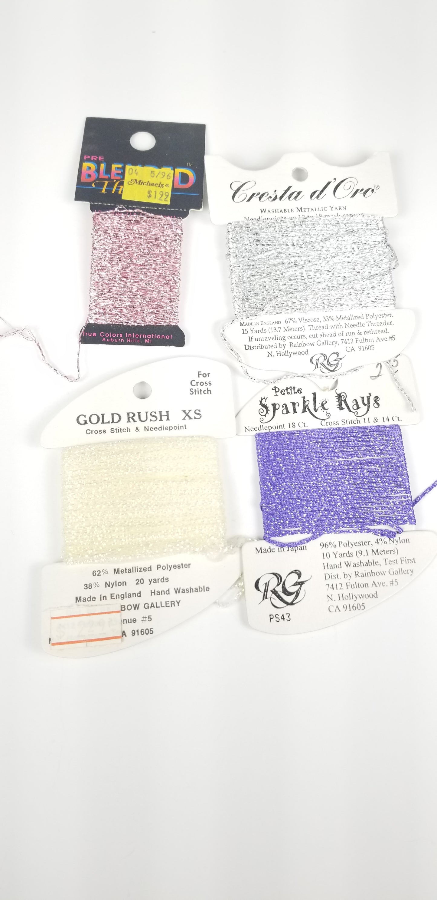 Metallic and glitter embroidery floss four pack