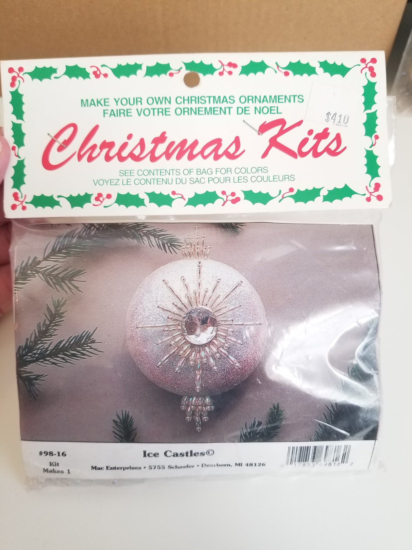 Vintage beaded diy Christmas Kits Make your own Ornaments Ice Castles #98-16