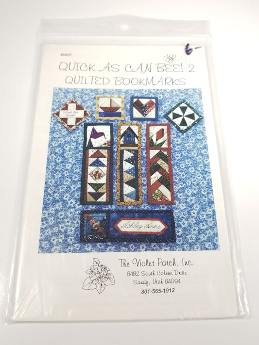 Quick as Can Bee 2 Quiltes Bookmarks Sewing Pattern The Violet Patch #5907